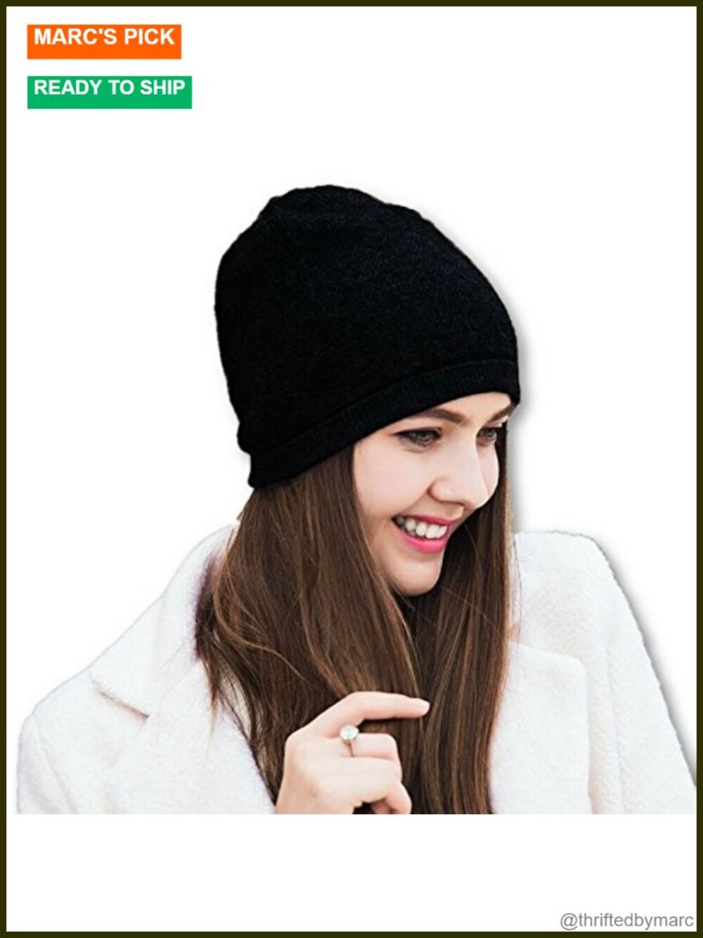 100% Cashmere Beanie Hat Oversized Slouchy Winter Gift Box
